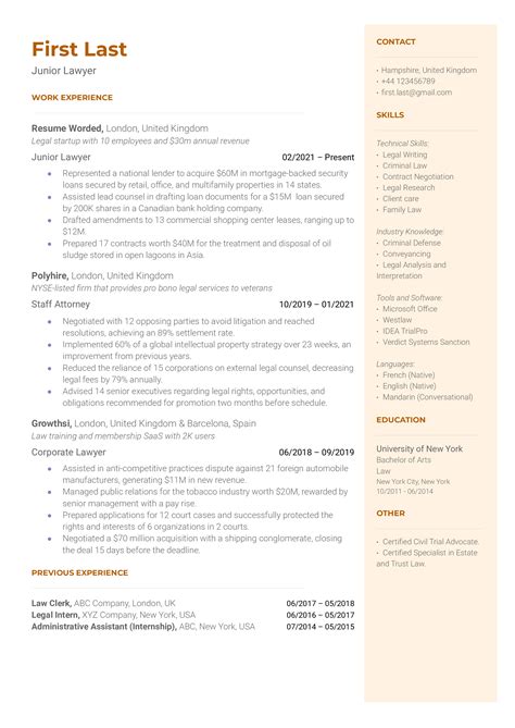 Employment Lawyer Resume Example for 2023 | Resume Worded