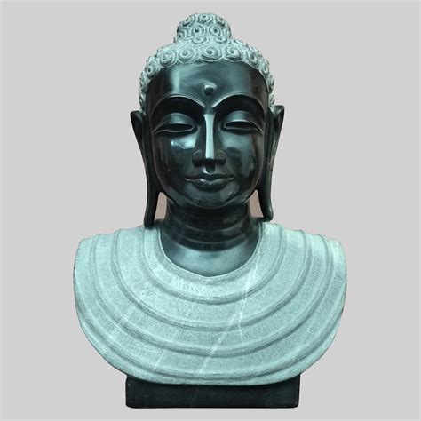 The Bombay Store Black Marble Buddha Bust 15 in