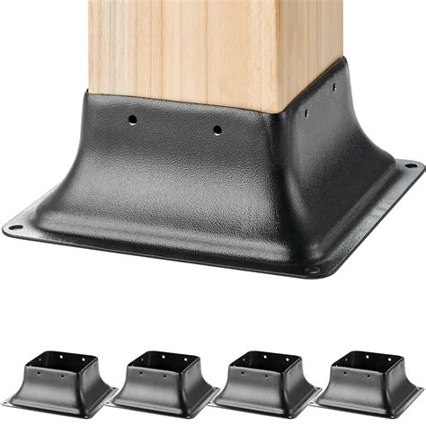 VEVOR 4x4 Post Base 4Pcs, Internal 3.6"x3.6" Heavy Duty Powder-Coated ...