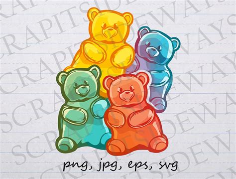 Gummy Bears Candy Clip Art Clipart Vector Graphic Svg Png Jpg - Etsy