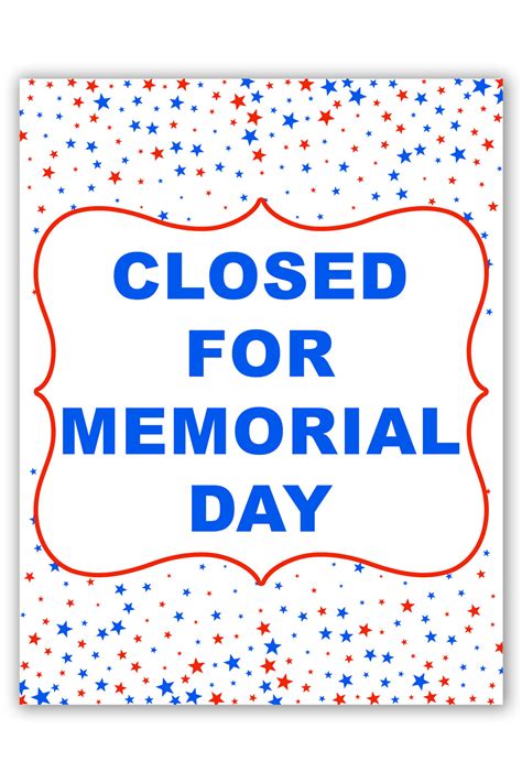 Office Closed Sign Memorial Day