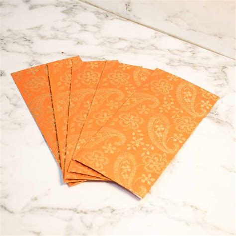 Buy Pumpkin Orange Envelope with Paisley Floral Design (Pack of 5 ...