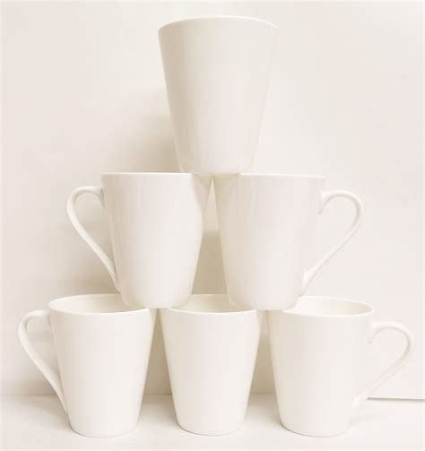 White Fine Bone China Mugs Set of 6 Richmond 12oz 350 ml Plain Tea ...