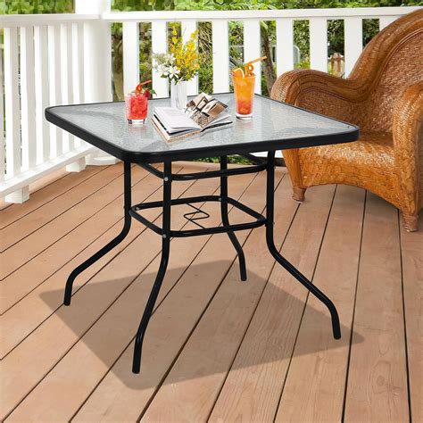 Amazon.com: Outdoor Patio Table with Umbrella Hole, 32 Inch Patio ...