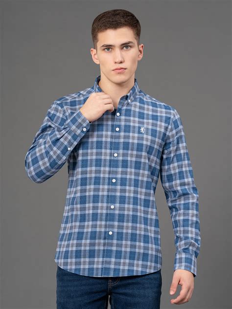 Red Tape Airforce Blue Checked Shirt for Men | Classic & Versatile ...
