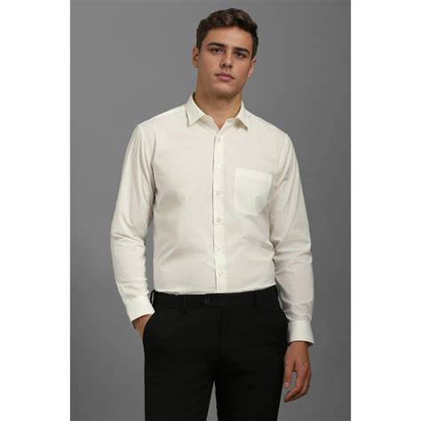 Buy Louis Philippe Men Cream Slim Fit Solid Full Sleeves Formal Shirt ...