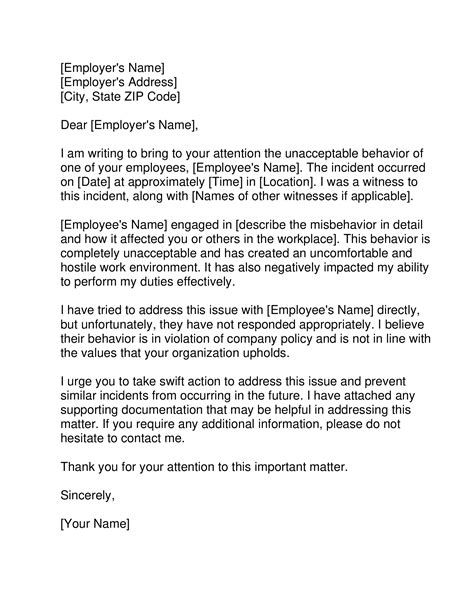 Complaint Letter Against Employee Misbehavior – Document Template