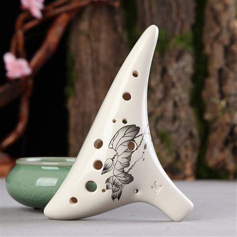 Buy 12-Hole Alto C Tone Painted Glazed Ceramic Ocarina Musical ...