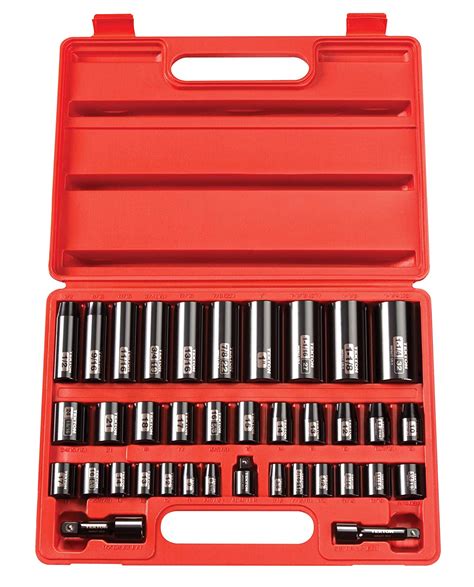 TEKTON 4888 3/8-Inch and 1/2-Inch Drive Impact Socket Set, Inch/Metric ...