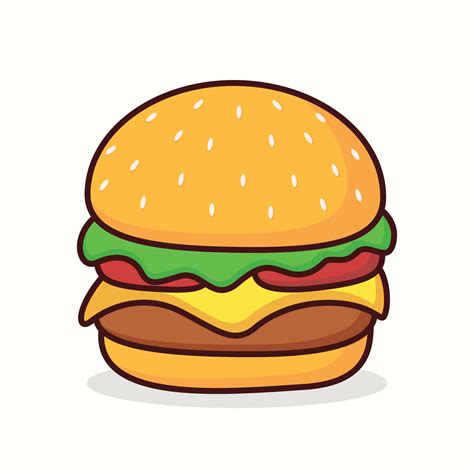 Cute burger cartoon icon vector illustration. Delicious cheeseburger ...