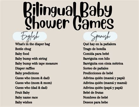 Bilingual Baby Shower Black and White Games Spanish and English - Etsy
