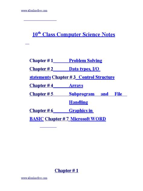Image result for Computer Science Class 10 Notes
