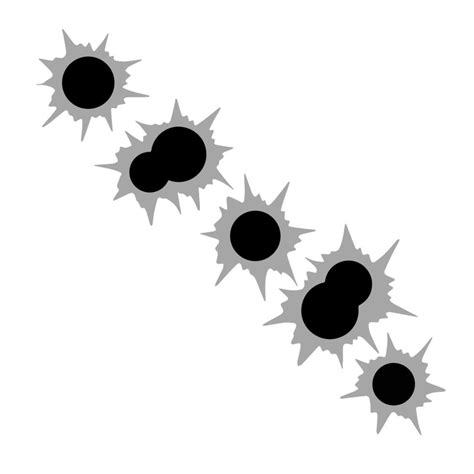 Bullet holes. Torn of gunshot hitting the wall. Template of shooting ...