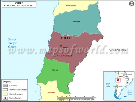 Map of Atacama Region, Chile