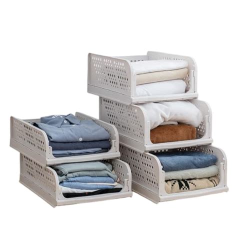 BIG 9 BUY Wardrobe Storage Organiser Plastic Stackable Storage Drawers ...