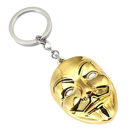 PA V for Vendetta Inspired Golden Anonymous Hacker Face Mask Metal ...