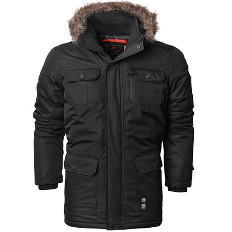 MENS CROSSHATCH HEAVY WEIGHT FUR HOOD COAT PARKA PADDED WATERPROOF ...