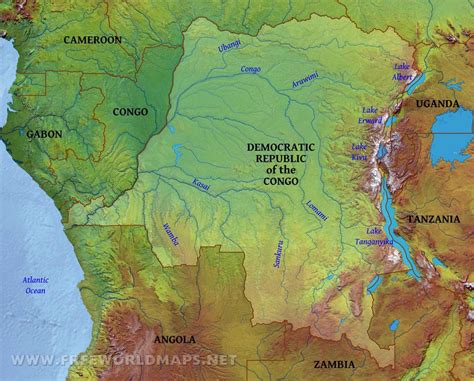 Congo River Africa Physical Map at Zoila Jensen blog