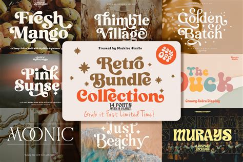 Modern Retro Font Bundle Collection - Font Bundle, Cricut Font, Font ...