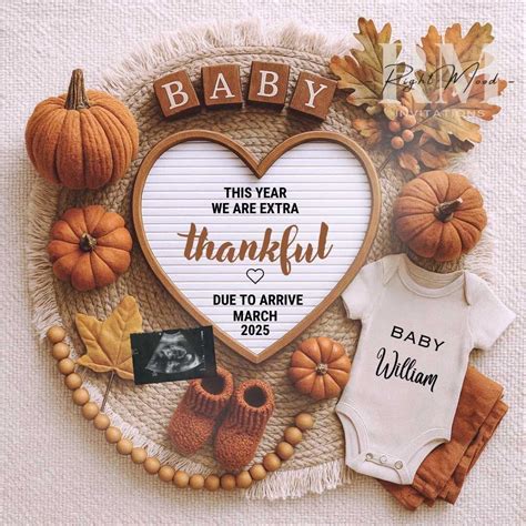 Thanksgiving Pregnancy Announcement Fall Gender Neutral Baby Reveal ...