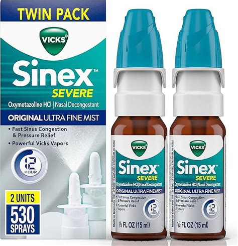 Vicks Sinex SEVERE Nasal Spray, Original Ultra Fine Mist, Decongestant ...