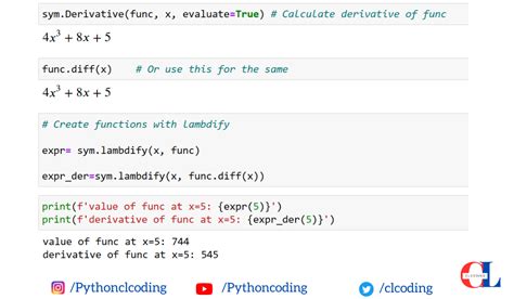 Image result for Derivee Fonction Avec Python