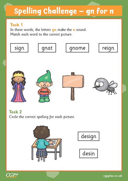 Spelling Challenge — gn for the n sound (Reception & Year 1) | CGP ...