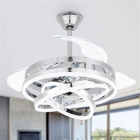 Bella Depot Retractable Fans 42-in Chrome with Clear Blades Color ...