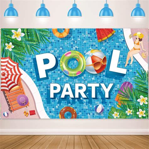 Amazon.com: KYMY Summer Pool Party Backdrop Banner with 70.8"X43.3 ...