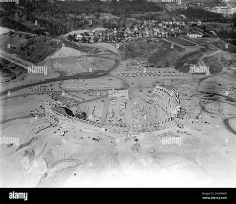 This aerial view shows the new baseball stadium for the Los Angeles ...