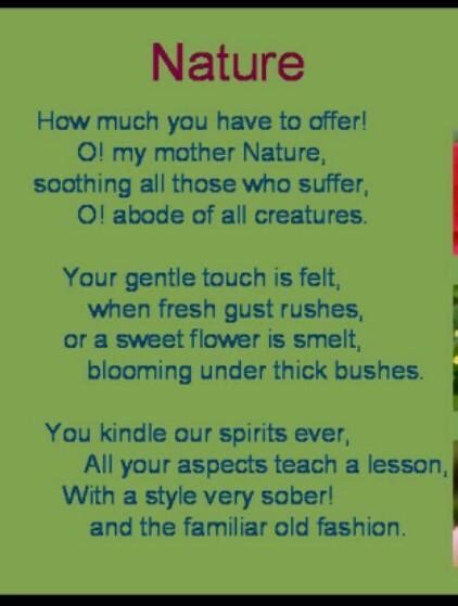 write a poem on nature 12lines only plzz - Brainly.in