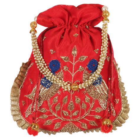 Buy JAGRUTI Red Khat Work Potli Bag at Amazon.in