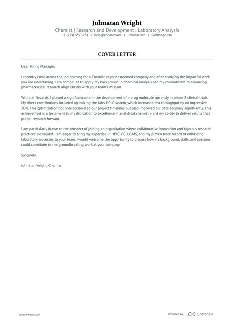 5 Professional Chemist Cover Letter Examples and Template for 2024 ...