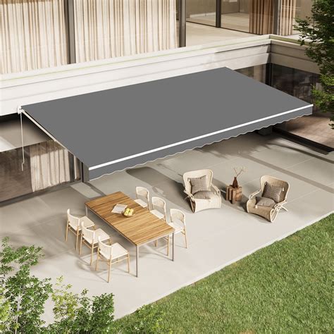 AECOJOY 14' x 10' Manual Retractable Patio Awning,Outdoor Awning ...