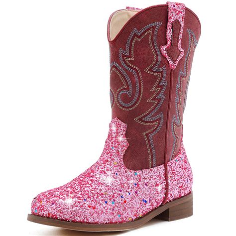 Motasha Girls Cowgirl Boots Unisex-Child Mid Calf Glitter Toddler Girls ...