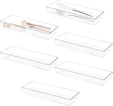 Amazon.com: Voittozege 6 Pack Clear Drawer Organizer Trays Plastic ...