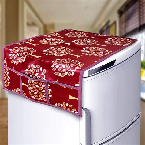 KANUSHI Industries® Fridge Covers/Refrigerator Cover (Color- Maroon ...