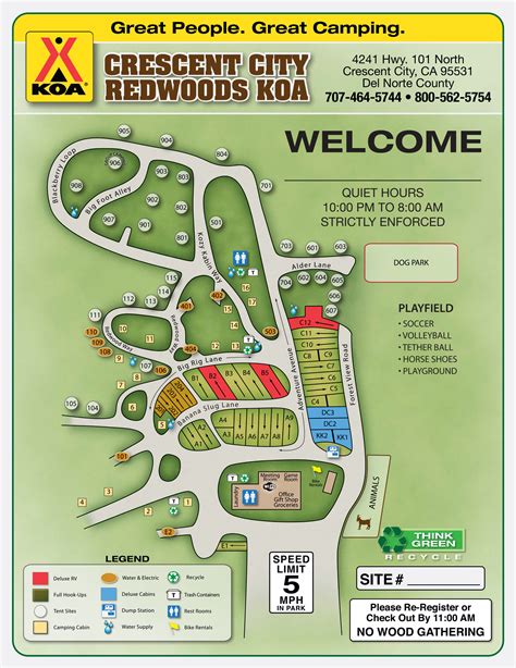 Crescent City, California Campground Map | Crescent City / Redwoods KOA Holiday