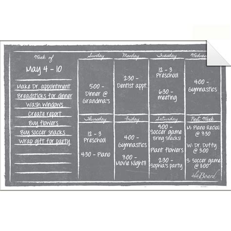 Monthly/Weekly Calendar Wall Decal Set: Gray Chalkboard