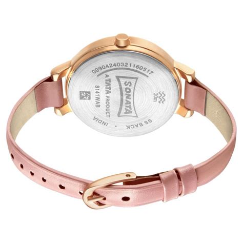 Sonata Play Pink Dial Women Watch With Leather Strap