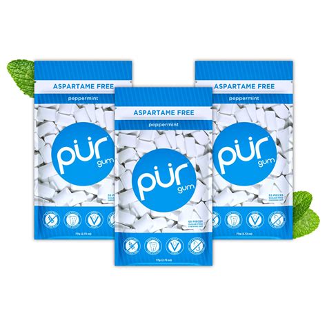 Snapklik.com : PUR Gum Aspartame Free Chewing Gum 100% Xylitol Natural Peppermint Flavored Gum ...