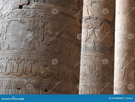 Scene From Ancient Egyptian Temples On The Nile River In Egypt Royalty ...
