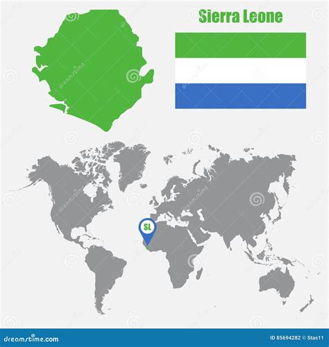 Sierra Leone Map on a World Map with Flag and Map Pointer. Vector ...