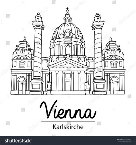 Vienna Sightseeing Illustration Outline Drawing Coloring: стоковая векторная графика (без ...