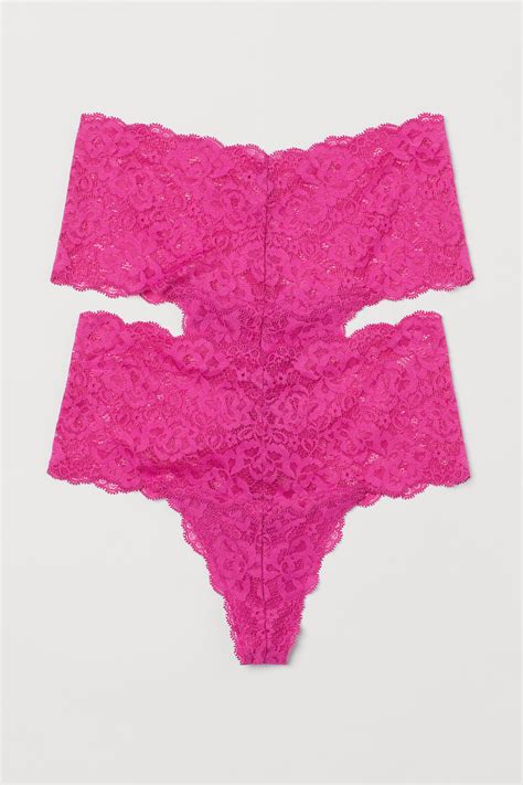 2-pack lace thong briefs - Cerise - Ladies | H&M IN