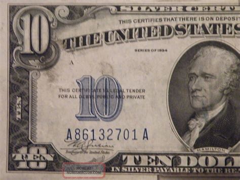 1934 $10 Silver Certificate Bill - A86132701a