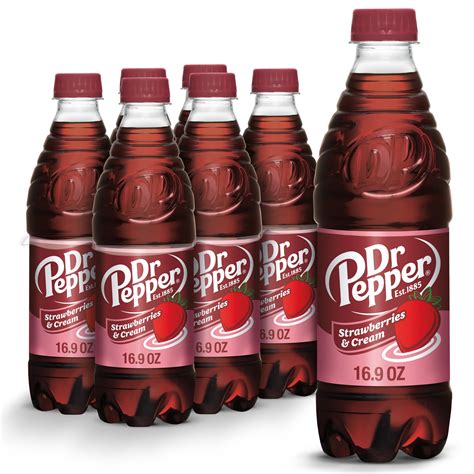 Dr Pepper Strawberries & Cream Soda Drink, 16.9 fl oz, Pack of 6 ...