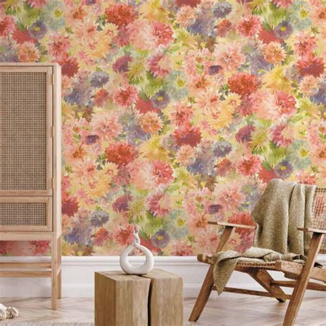BLOOM PRINT MULTI COLOLR FLOWERIN HOME DECOR WALL COVER WALLPAPER ...