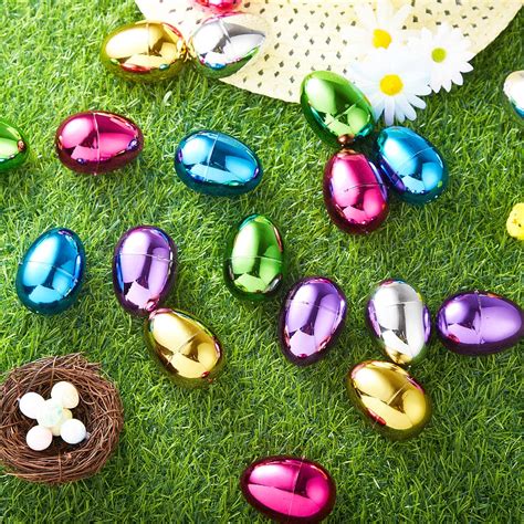 Buy JOYIN 24PCS 2.3 Metallic Easter Eggs, Shinny Easter Eggs Fillable ...