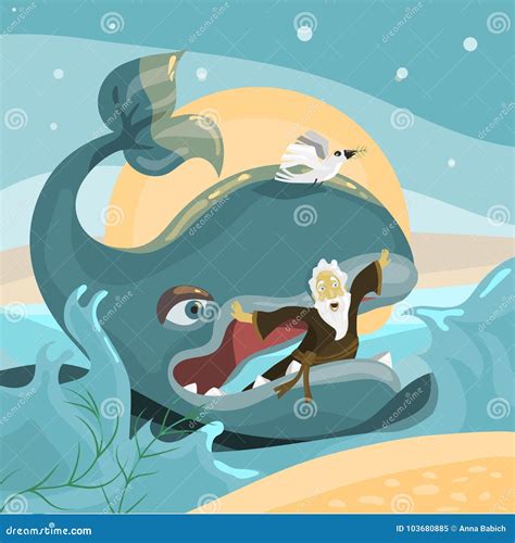 Jonah And The Whale Vector Illustration | CartoonDealer.com #89356324